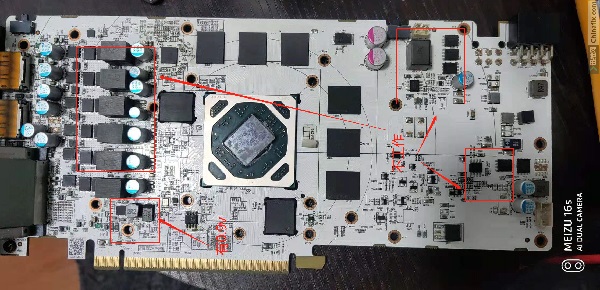 迪兰RX580显卡电脑不认卡，不出核心供电，显存供电维修 图1