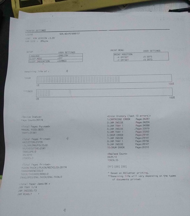 联想LJ2200激光打印机通病：打印文件左边颜色淡的维修