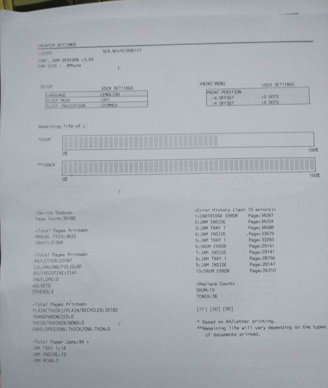 联想LJ2200激光打印机通病：打印文件左边颜色淡的维修