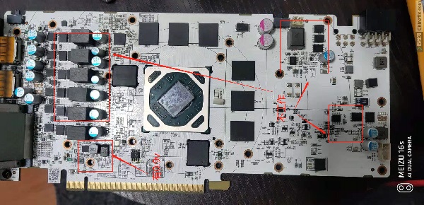 迪兰RX580显卡电脑不认卡,不出核心供电,显存供电维修 图1