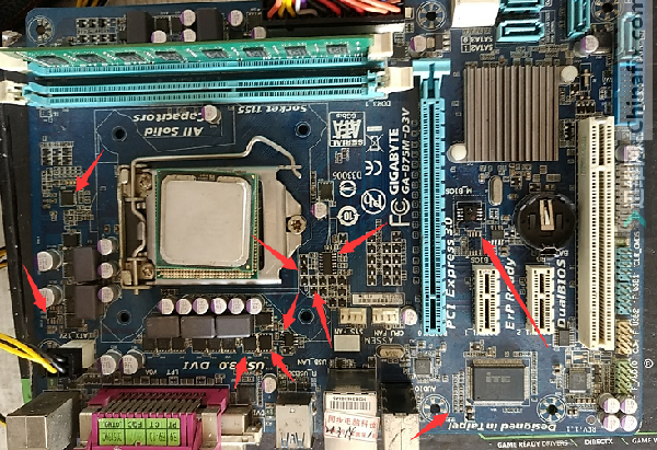 迅维培训学员分享:技嘉B75M-D3V主板触发掉电非通病维修 图2