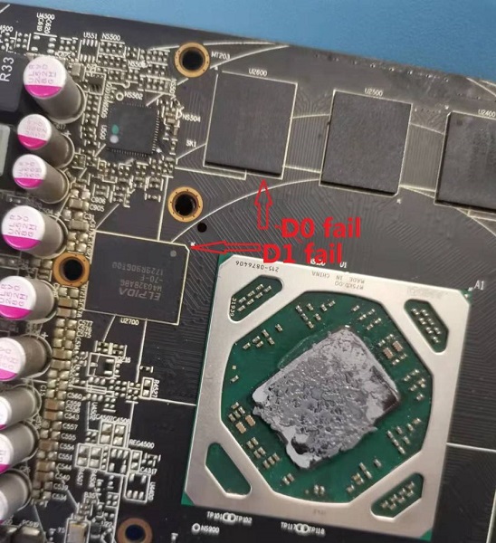 旌宇RX570 4G显卡开机花屏维修 图3