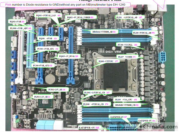 华硕P9X79主板开不了机罕见故障跑码B1代码维修 图3