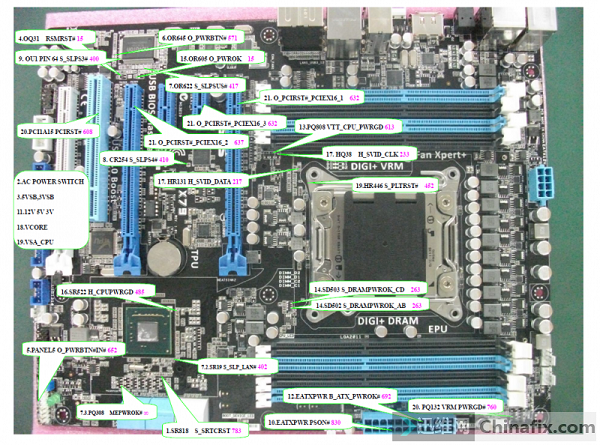 华硕P9X79主板开不了机罕见故障跑码B1代码维修 图4